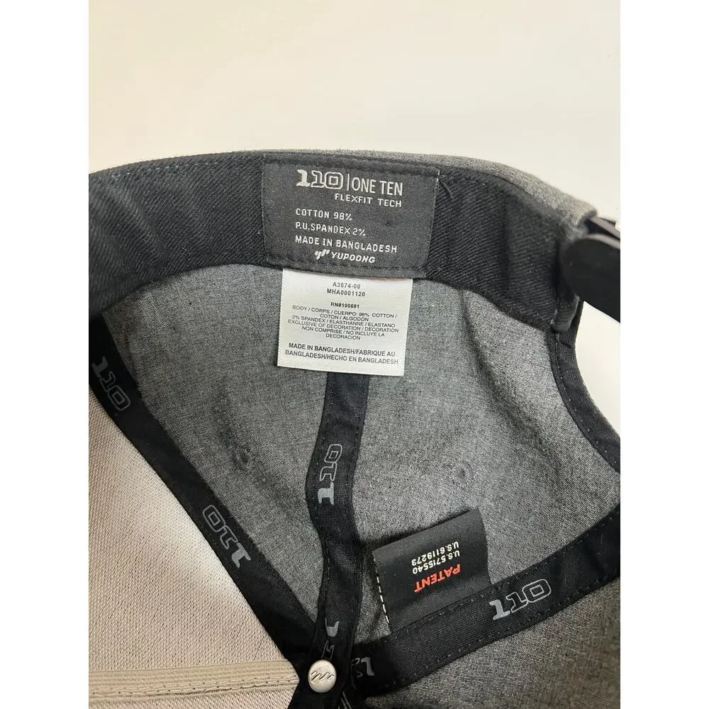 Hurley Flex Fit Gray Baseball Skater Cap - Solid Light Gray Logo Embroidered